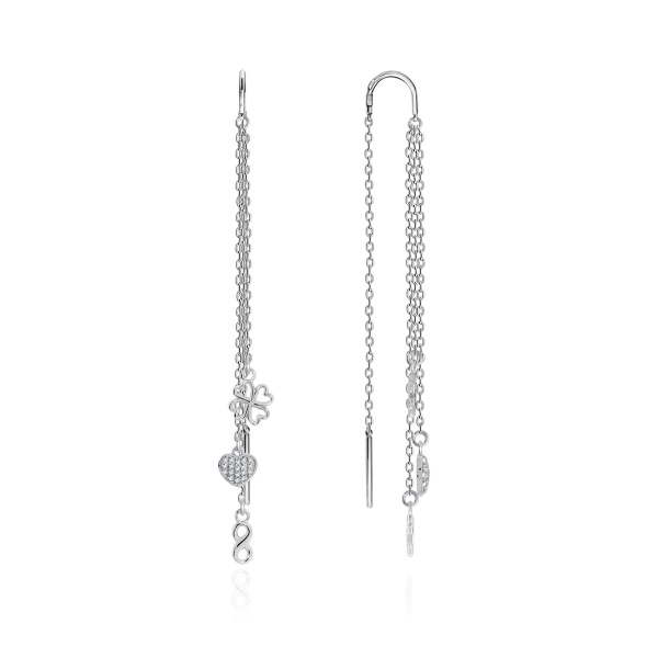 Серьги из серебра с фианитами 2340201636л-3 от KRASNOE, металл Серебро, вставка Фианит