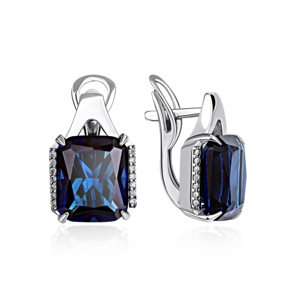 Серьги из серебра с кварцем и фианитами 2340181543л-82 от KRASNOE, металл Серебро, вставка Кварц г/т