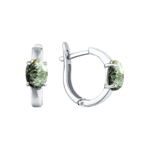 Серьги из серебра 2340921878 от KRASNOE, металл Серебро, вставка Серафинит