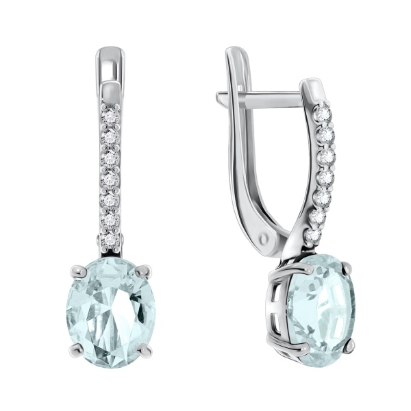 Серьги из серебра с кварцем и фианитами 2340180185-79 от KRASNOE, металл Серебро, вставка Кварц г/т