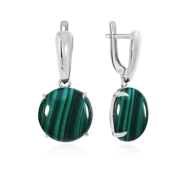 Серьги из серебра с малахитом