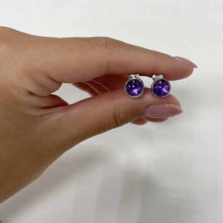 Серьги из серебра с чароитами