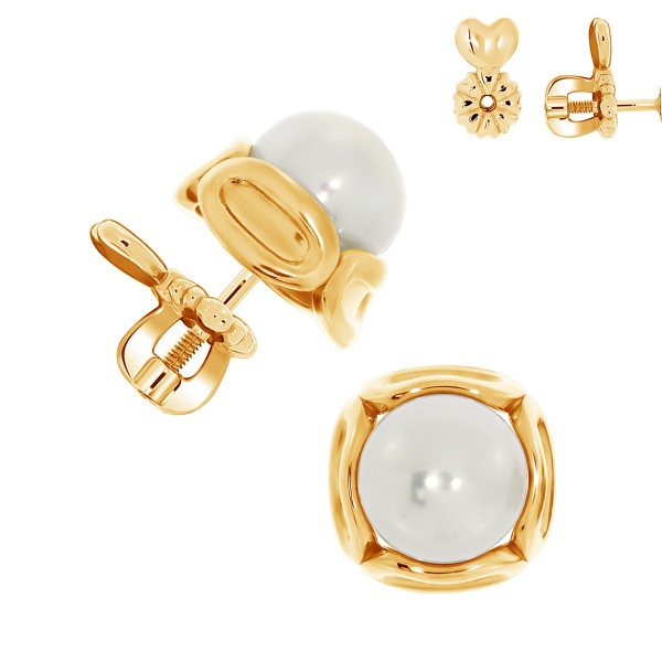 Пусеты из серебра с жемчугами