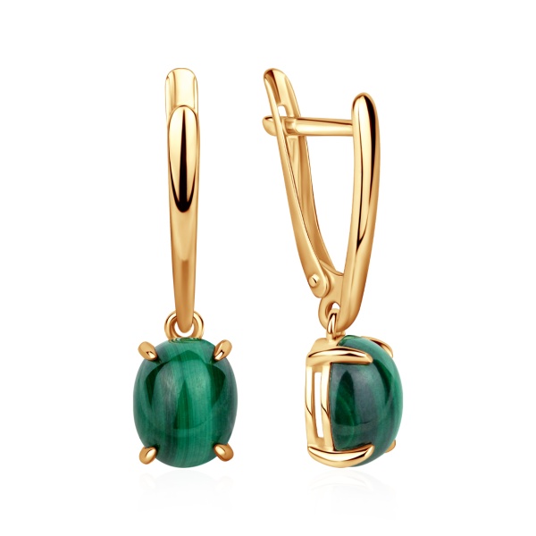 Серьги из серебра с малахитами в ювелирном интернет-магазине