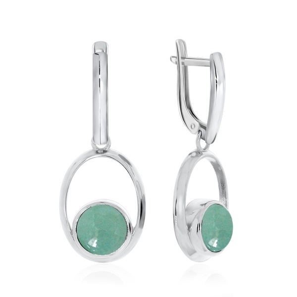 Серьги из серебра с авантюрином 2340361247-1-60 от KRASNOE, металл Серебро, вставка Авантюрин Натур.