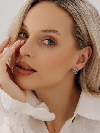 Серьги из серебра с агатами