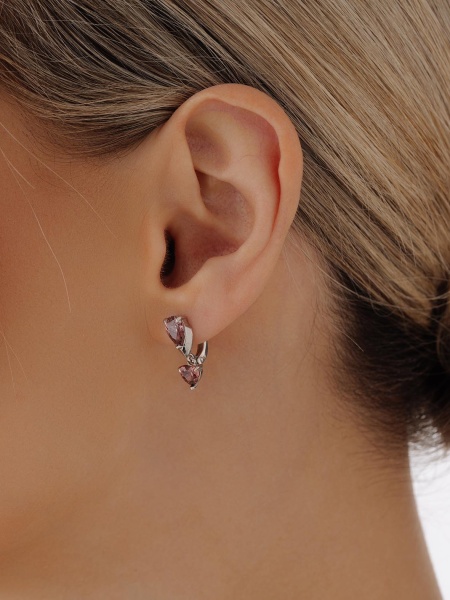 Серьги из серебра с фианитами