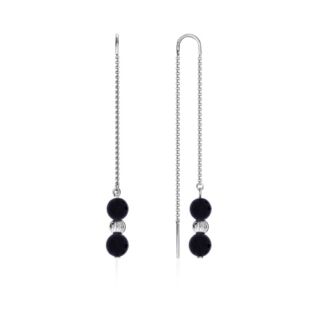 Серьги из серебра с ониксами 2340430720 от KRASNOE, металл Серебро, вставка Оникс