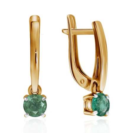 Серьги из золота с изумрудами 2149010037-1 от KRASNOE, металл Золото, вставка Изумруд