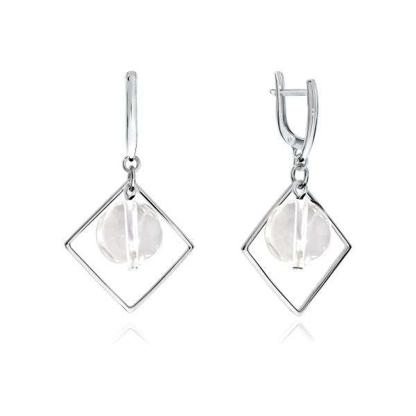 Серьги из серебра с горным хрусталём 2340521027-1 от KRASNOE, металл Серебро, вставка Горный хрусталь