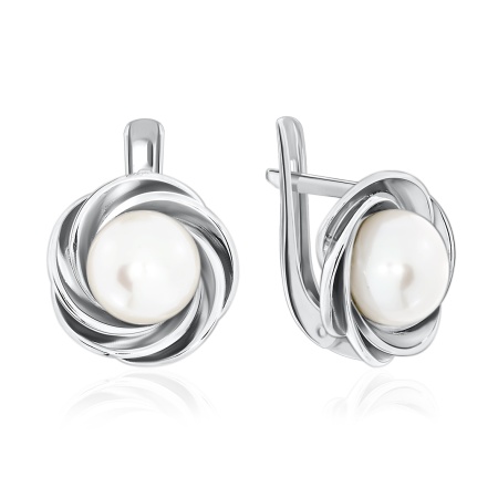 Серьги из серебра с жемчугами 2340050848-3 от KRASNOE, металл Серебро, вставка Жемчуг