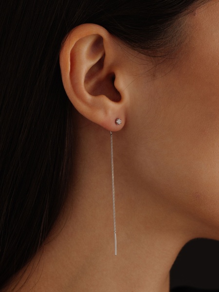 Серьги из серебра с фианитом