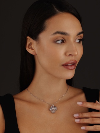 Купить подвеска из серебра с кристаллами, кристалл ювелирныйами, кристалл ювелирныйами и фианитами