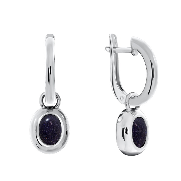 Серьги из серебра с авантюрином 2340360365-80 от KRASNOE, металл Серебро, вставка Авантюрин Синт.