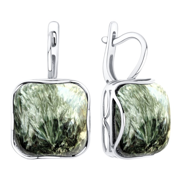 Серьги из серебра с серафинитами в ювелирном интернет-магазине