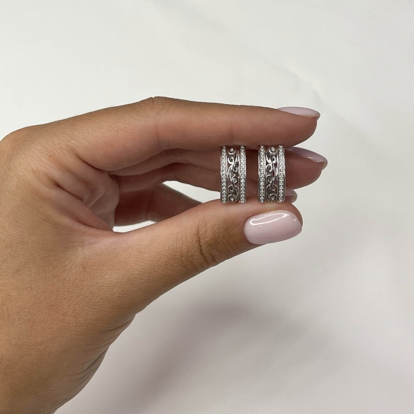 Серьги из серебра с фианитами 2340201361л от KRASNOE, металл Серебро, вставка Фианит