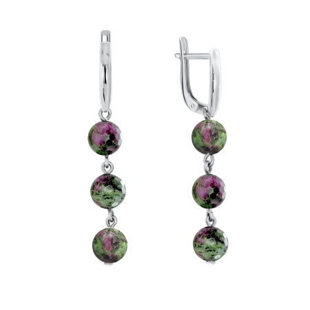 Серьги из серебра с цоизитами