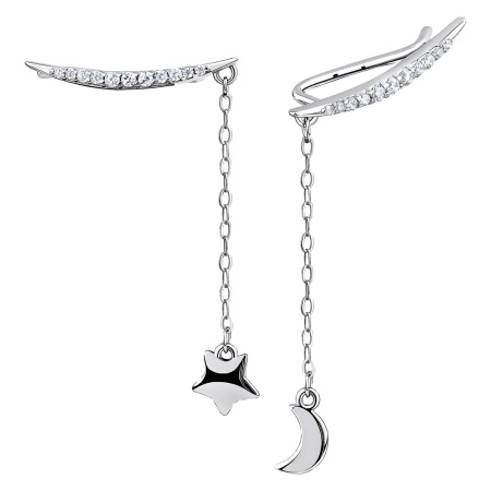 Серьги из серебра с фианитами