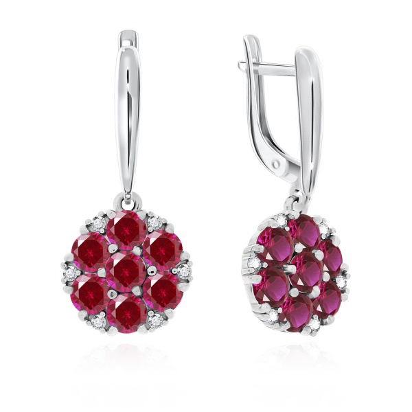 Серьги из серебра с корундом со скидкой