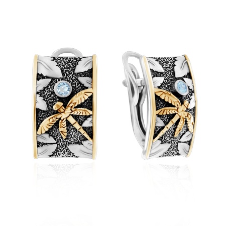 Серьги из серебра с фианитом