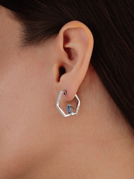 Серьги из серебра с ситаллами и фианитами в ювелирном интернет-магазине