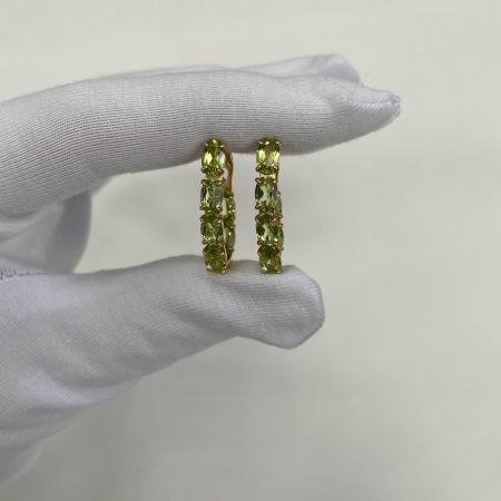 Серьги из серебра с хризолитами