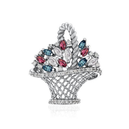 Купить подвеска из серебра с кристаллами, кристалл ювелирныйами, кристалл ювелирныйами и фианитами