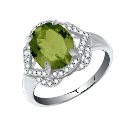 Купить кольцо из серебра с кристалл ювелирныйом и фианитами в интернет-магазине KRASNOE