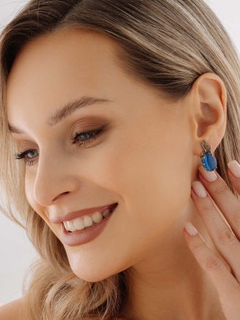 Серьги из серебра с имитацией кошачьего глаза 2317265167-70 от KRASNOE, металл Серебро, вставка Кошачий глаз