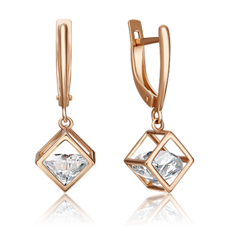 Серьги из золота с фианитом 02-4343-00-401-1110 от KRASNOE, металл Золото, вставка Фианит