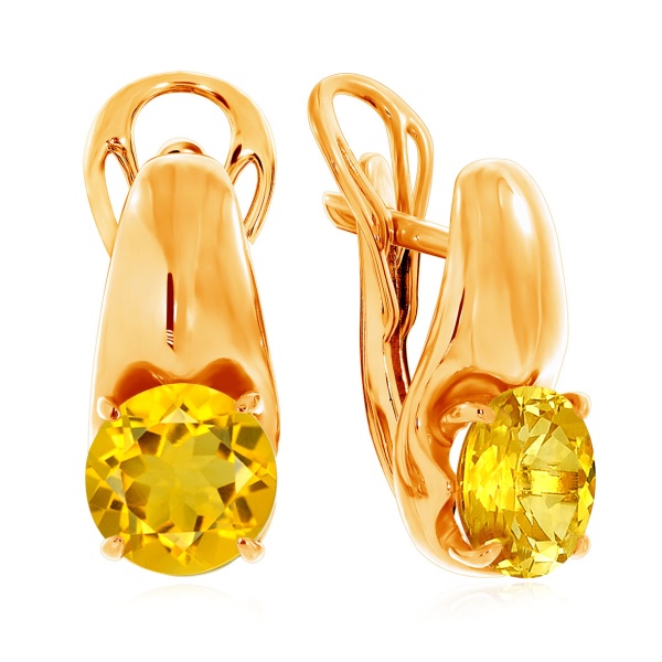 Серьги из серебра с цитринами 2320111115 от KRASNOE, металл Серебро, вставка Цитрин