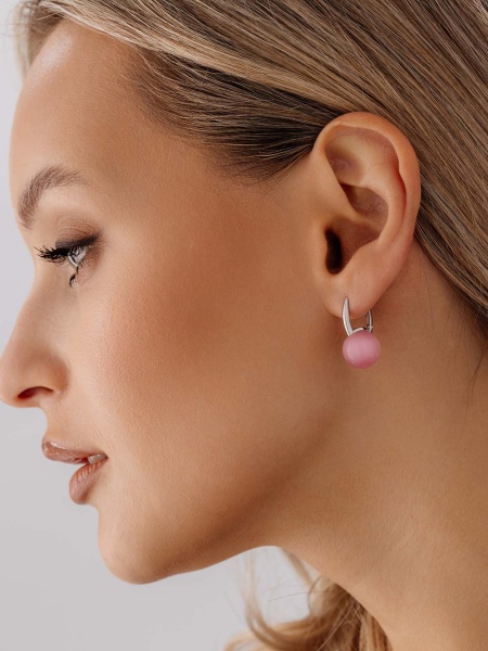 Серьги из серебра с кошачьим глазом