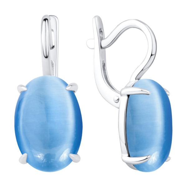 Серьги из серебра с кошачим глазом  2340265978-70 от KRASNOE, металл Серебро, вставка Кош. глаз гол. синт.