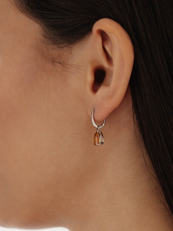 Серьги из серебра с цитрином