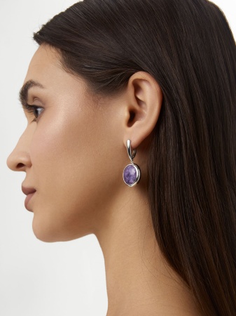 Серьги из серебра с чароитами