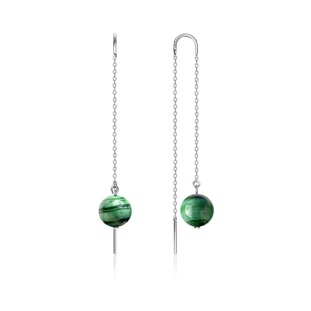 Серьги из серебра с малахитами 2340380710-3 от KRASNOE, металл Серебро, вставка Малахит