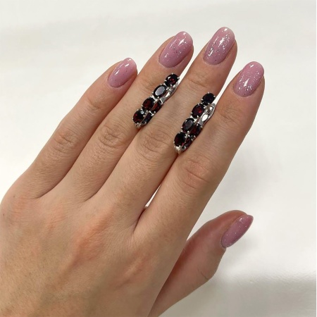 Серьги из серебра с гранатами 2340151182 от KRASNOE, металл Серебро, вставка Гранат