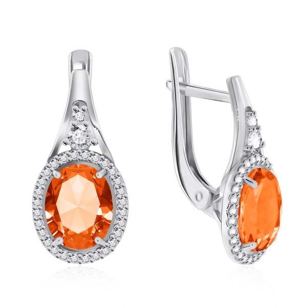 Серьги из серебра с фианитом со скидкой