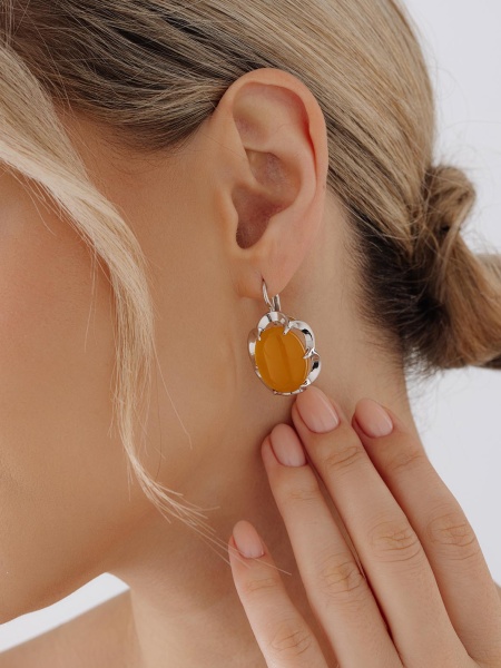 Серьги из серебра с агатом