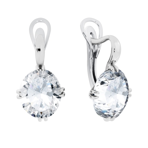 Серьги из серебра с фианитами 2340201497 от KRASNOE, металл Серебро, вставка Фианит