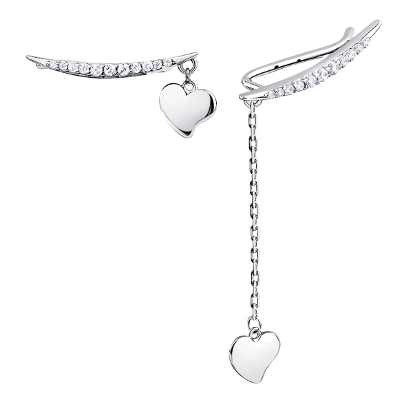 Серьги из серебра с фианитами