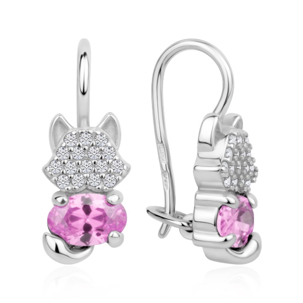 Серьги из серебра с фианитами