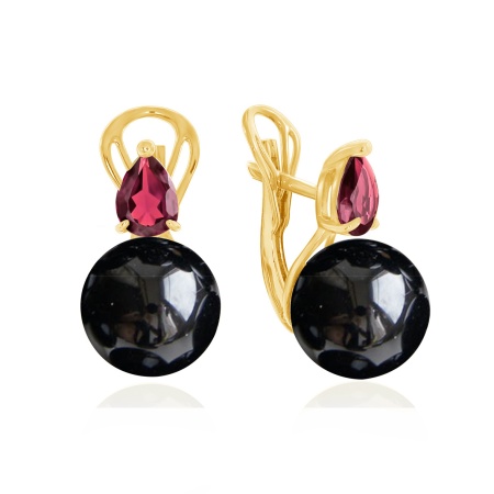 Серьги из серебра с агатами и родолитами