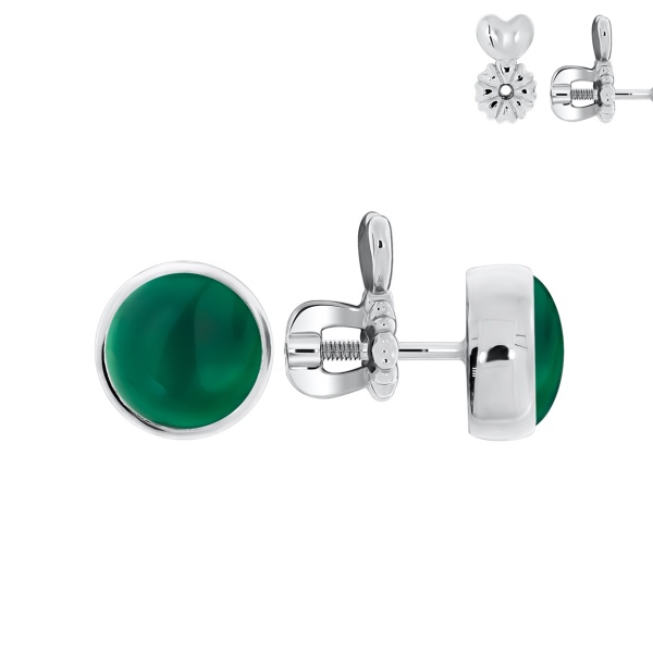 Пусеты из серебра с агатами