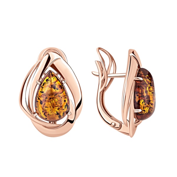 Серьги из серебра с янтарём в ювелирном интернет-магазине