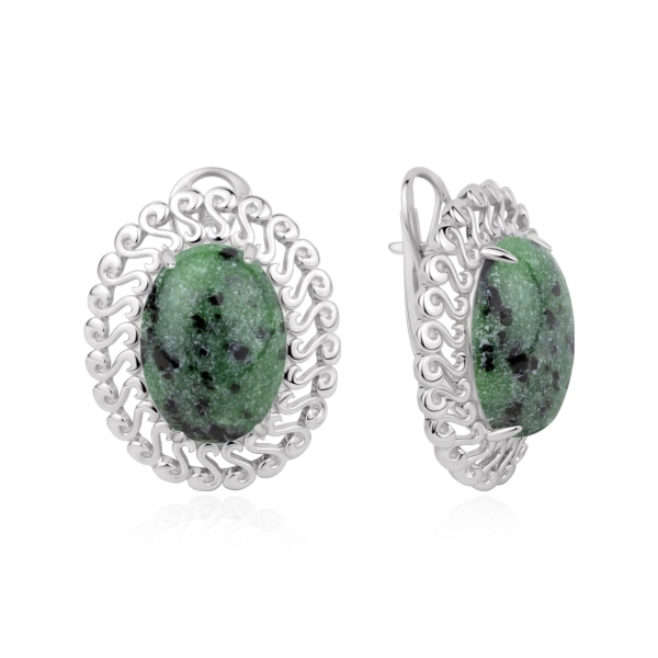 Серьги из серебра с цоизитом