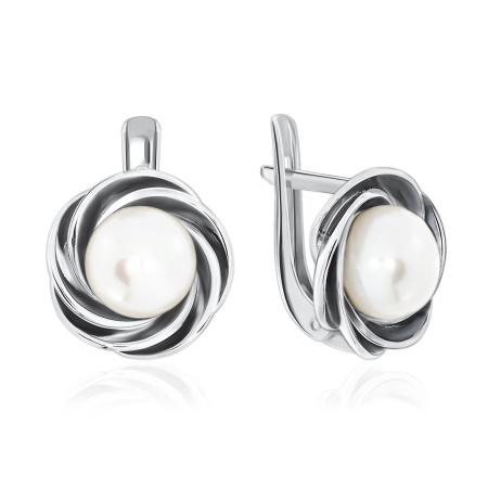 Серьги из серебра с жемчугами