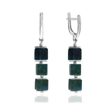 Серьги из серебра с хризоколлаами 2340550678 от KRASNOE, металл Серебро, вставка Хризоколла