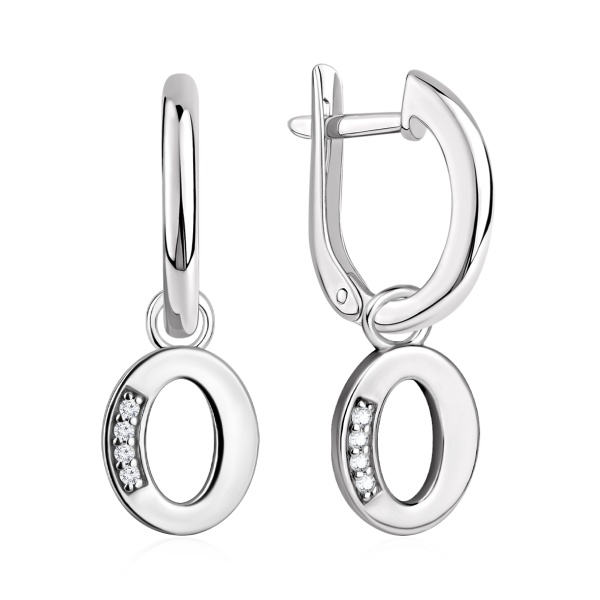 Серьги из серебра с фианитом