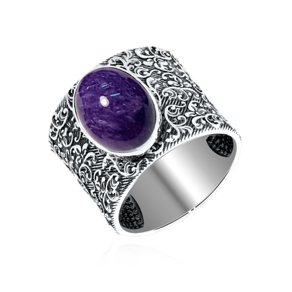 Купить кольцо из серебра с чароитом в интернет-магазине KRASNOE